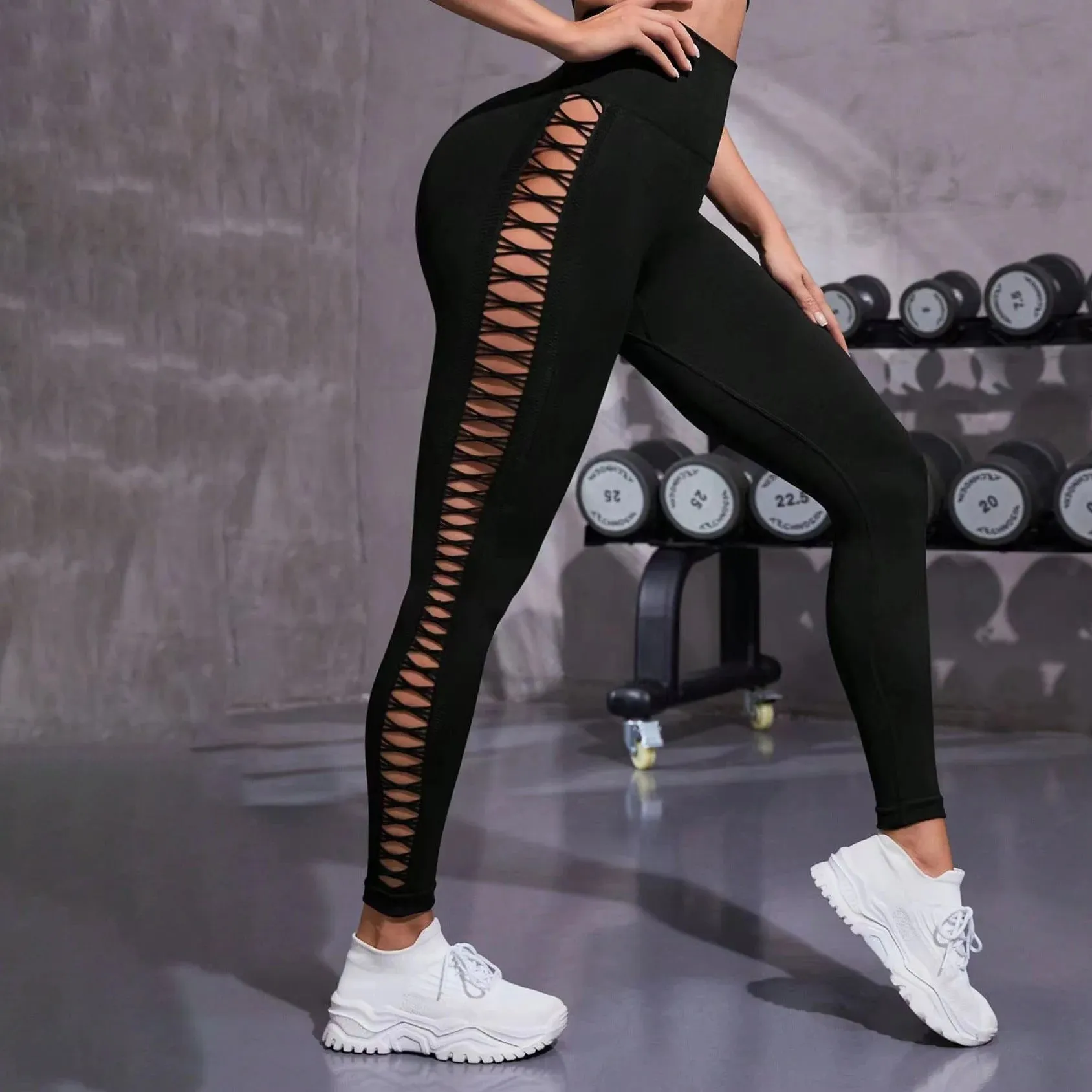 CHRLEISURE Tie-Dye Yoga Pants with Side Holes