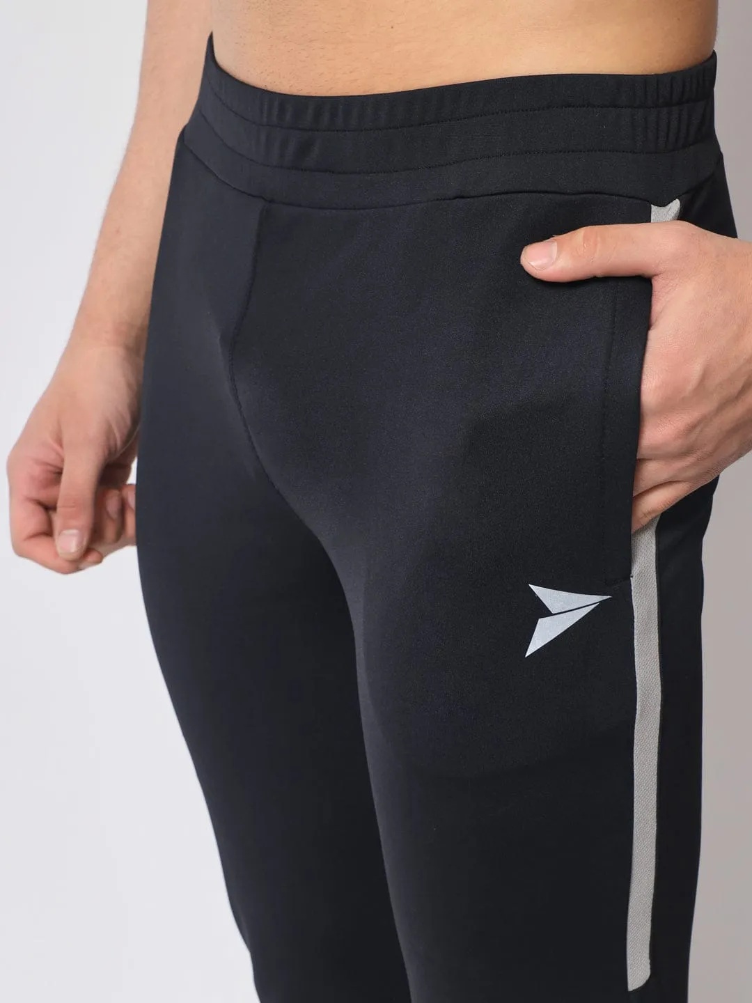 FITINC Premium Black Track Pant for Men | Anti Microbial | Superdry | Breathable | Stretchable | 2 YKK Zipper Pockets