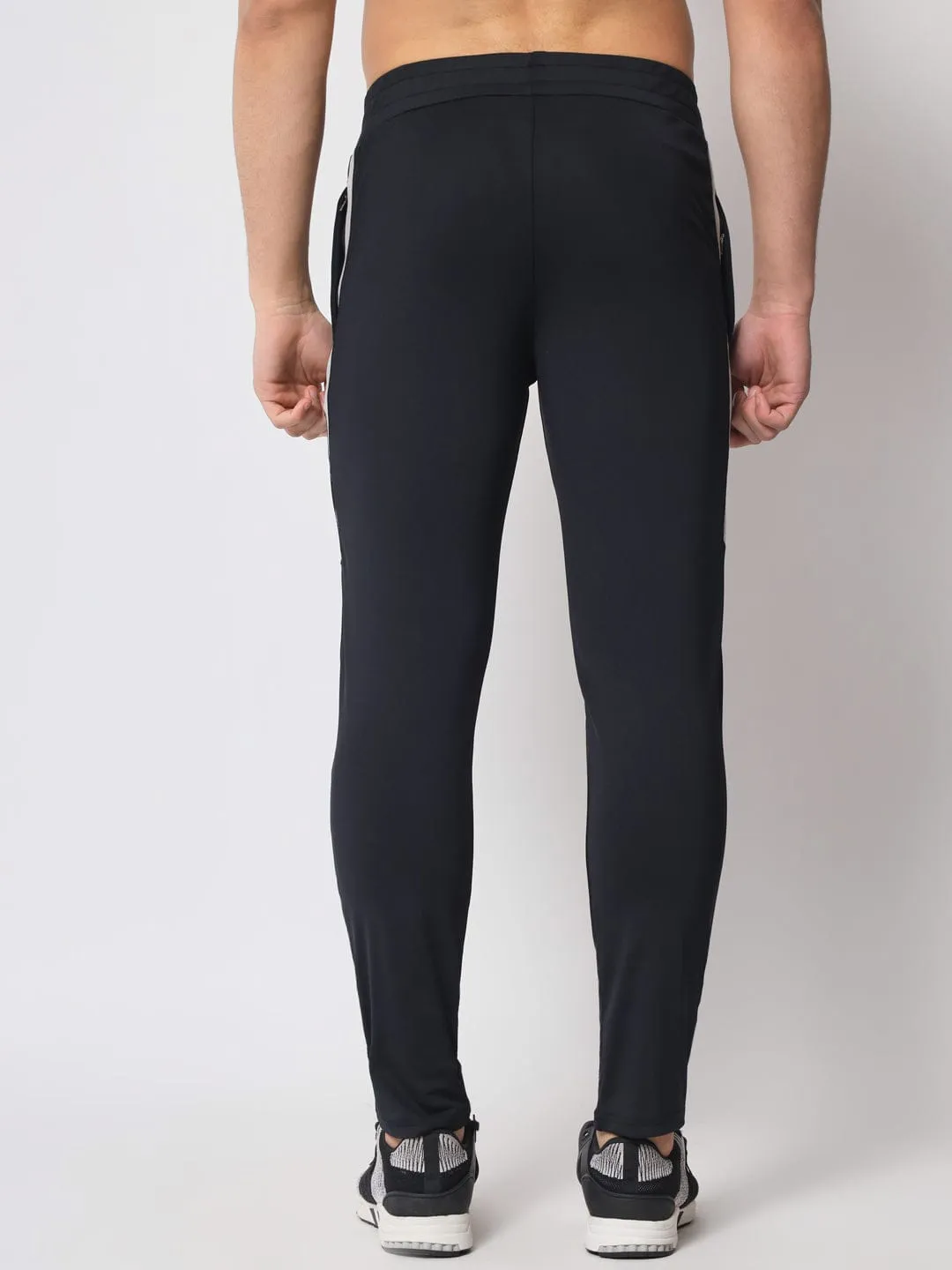 FITINC Premium Black Track Pant for Men | Anti Microbial | Superdry | Breathable | Stretchable | 2 YKK Zipper Pockets