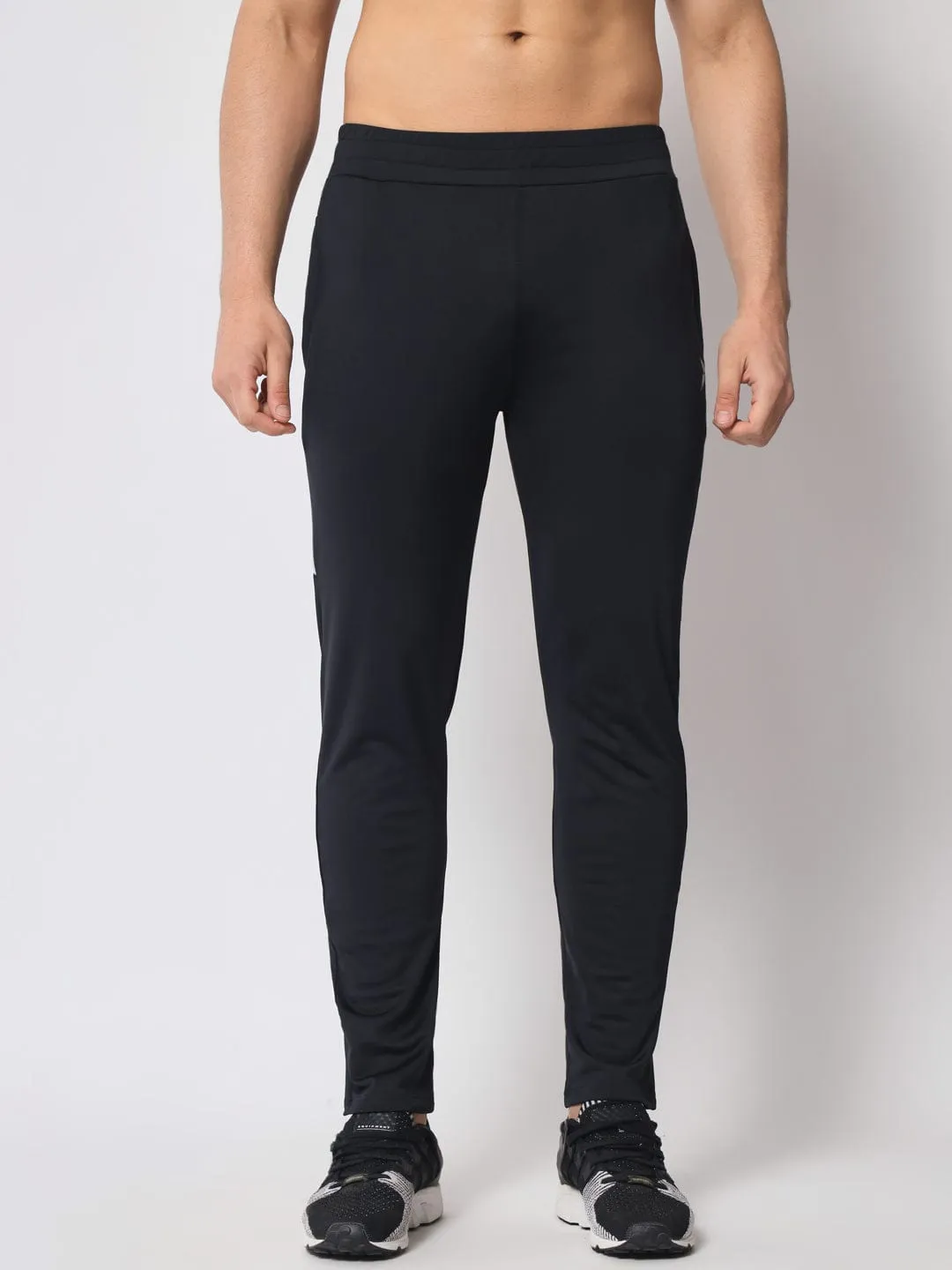 FITINC Premium Black Track Pant for Men | Anti Microbial | Superdry | Breathable | Stretchable | 2 YKK Zipper Pockets