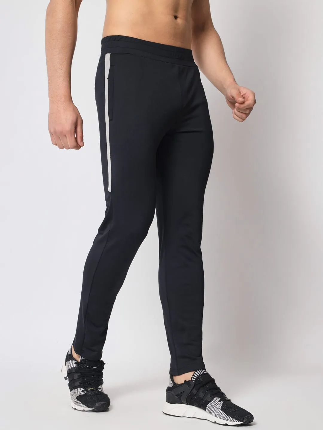 FITINC Premium Black Track Pant for Men | Anti Microbial | Superdry | Breathable | Stretchable | 2 YKK Zipper Pockets