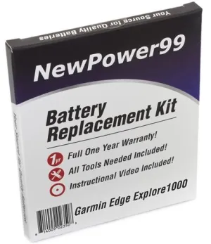 Garmin Edge Explore 1000 Battery Replacement Kit with Tools, Video Instructions and Extended Life Battery