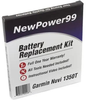 Garmin Nuvi 1350T Battery Replacement Kit with Tools, Video Instructions and Extended Life Battery