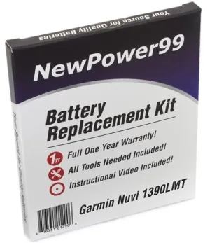 Garmin Nuvi 1390LMT Battery Replacement Kit with Tools, Video Instructions and Extended Life Battery