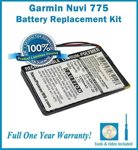 Garmin Nuvi 775 Battery Replacement Kit with Tools, Video Instructions and Extended Life Battery
