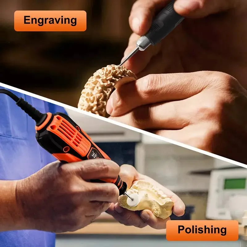 GOXAWEE Rotary Tool Kit With 180 Rotary Tool Accessories | Flex Shaft & Universal Collet | 5 Variable Speed Rotary Multi-Tool