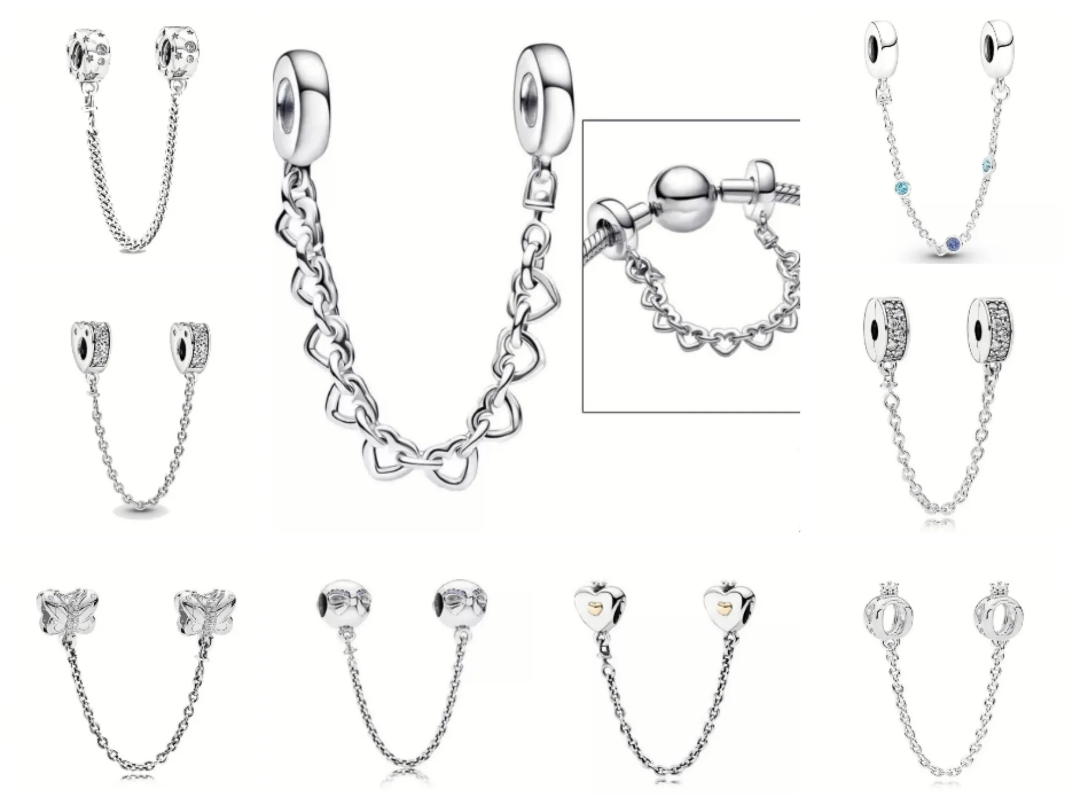 Heart Safety Chain - 925 Sterling Silver
