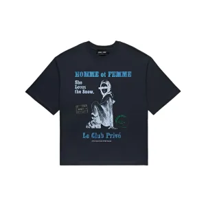 Homme Femme Snow Bunny Cropped T-Shirt - Black