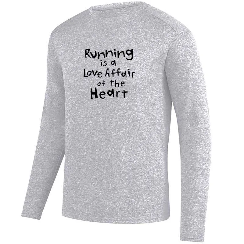 Men's HeatherSoft Tech Long Sleeve Crew - "Running Is A Love Affair Of The Heart"