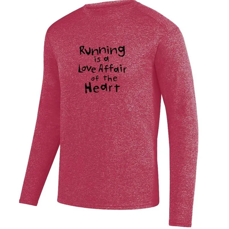 Men's HeatherSoft Tech Long Sleeve Crew - "Running Is A Love Affair Of The Heart"