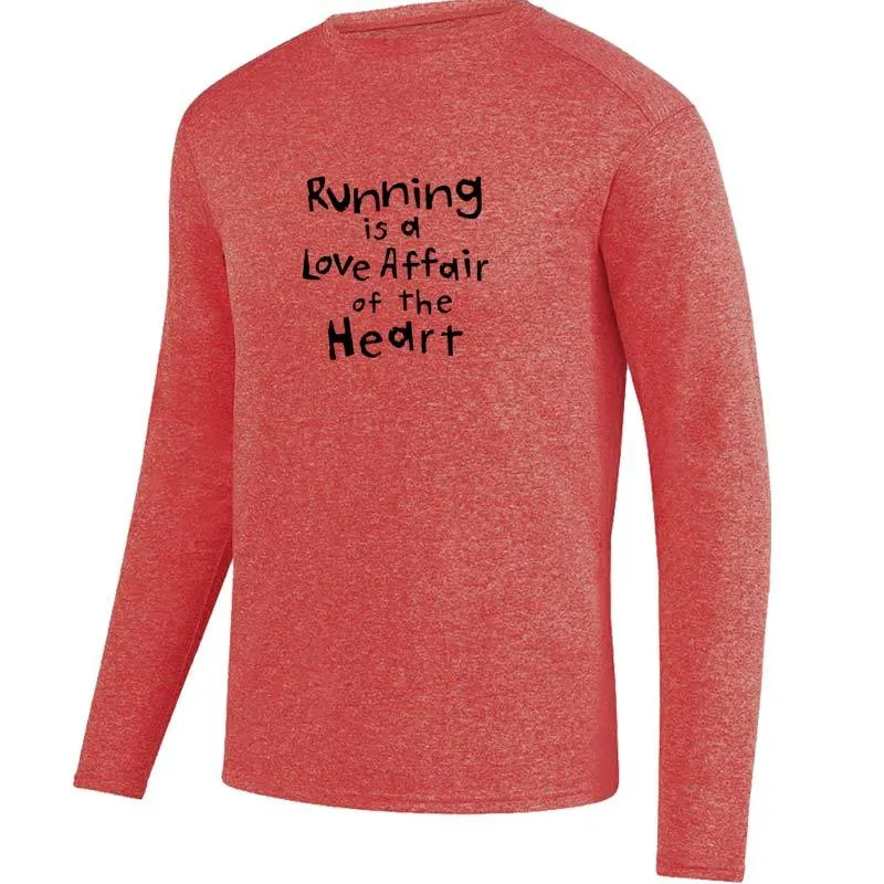 Men's HeatherSoft Tech Long Sleeve Crew - "Running Is A Love Affair Of The Heart"