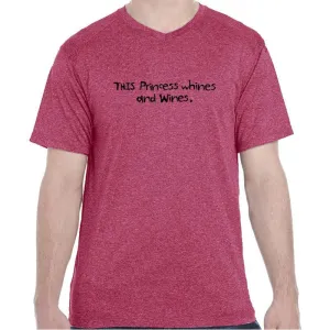 Men's HeatherSoft Tech Short Sleeve Shallow V - "This Princess Whines And Wines"