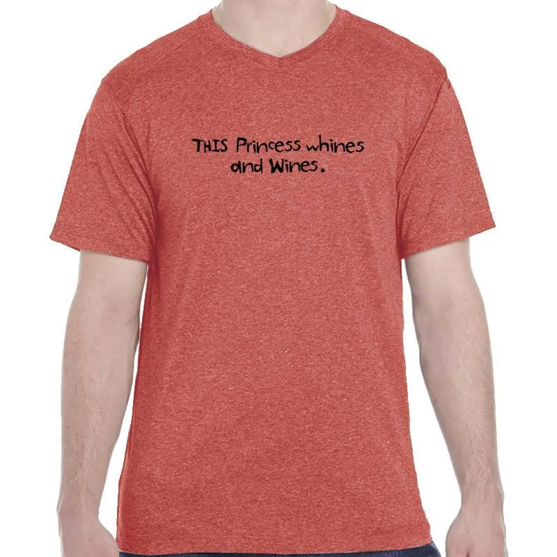 Men's HeatherSoft Tech Short Sleeve Shallow V - "This Princess Whines And Wines"