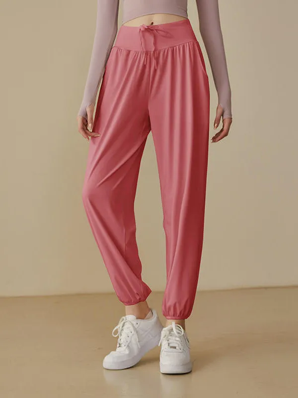 Sagging Elastic Waist Yoga Pants Women's Loose Tight Sports Pants High Waist Fitness Pants