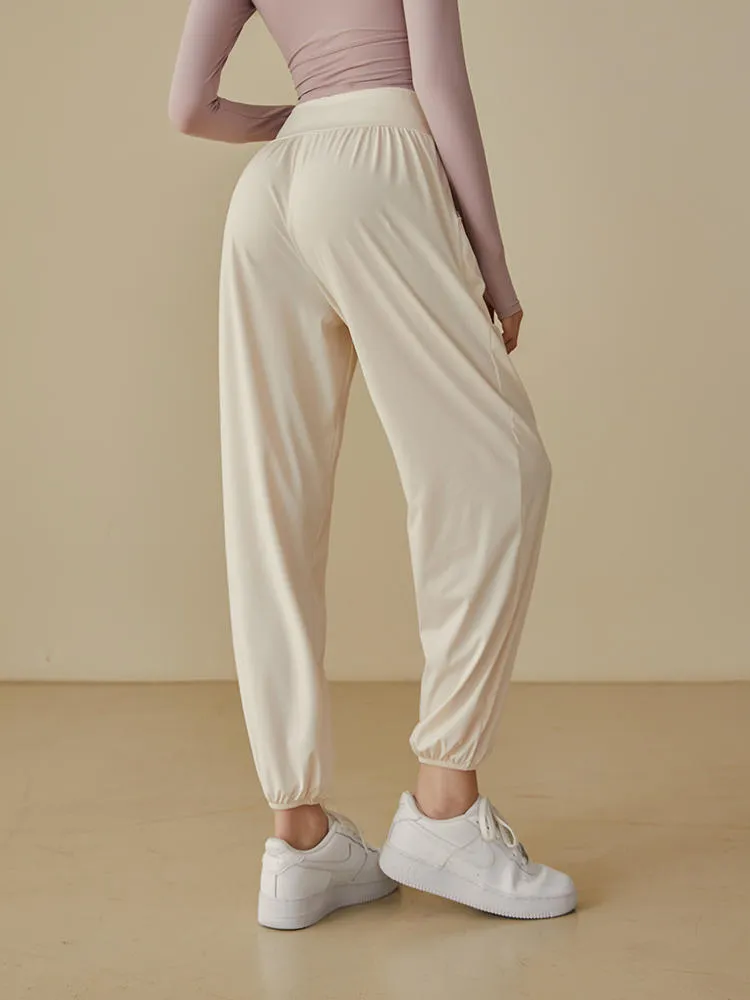 Sagging Elastic Waist Yoga Pants Women's Loose Tight Sports Pants High Waist Fitness Pants