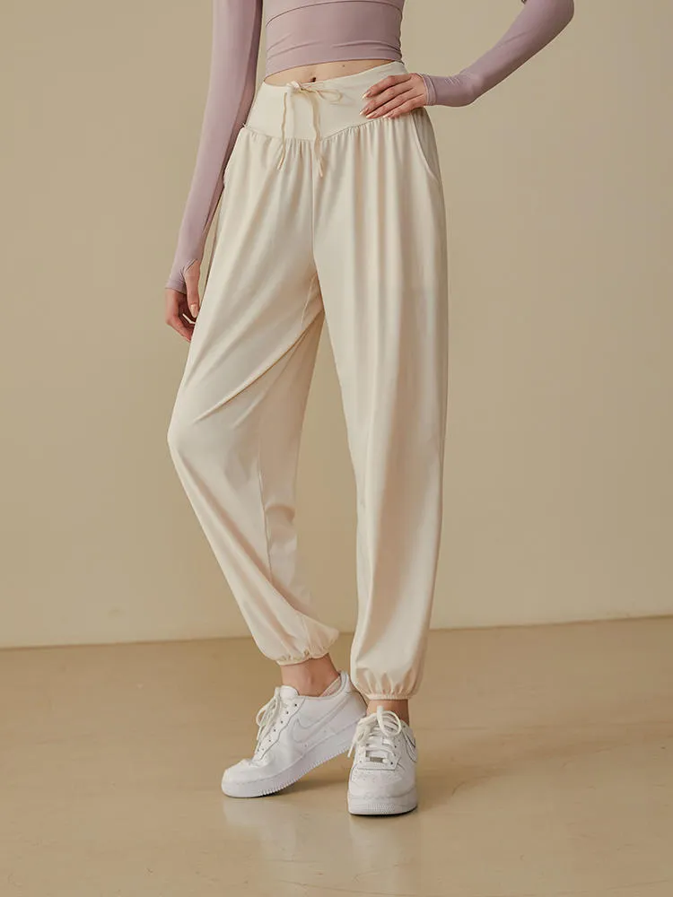 Sagging Elastic Waist Yoga Pants Women's Loose Tight Sports Pants High Waist Fitness Pants