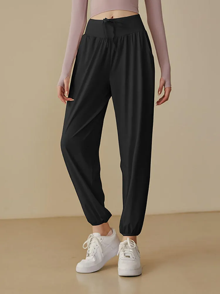 Sagging Elastic Waist Yoga Pants Women's Loose Tight Sports Pants High Waist Fitness Pants