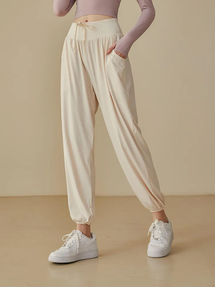 Sagging Elastic Waist Yoga Pants Women's Loose Tight Sports Pants High Waist Fitness Pants