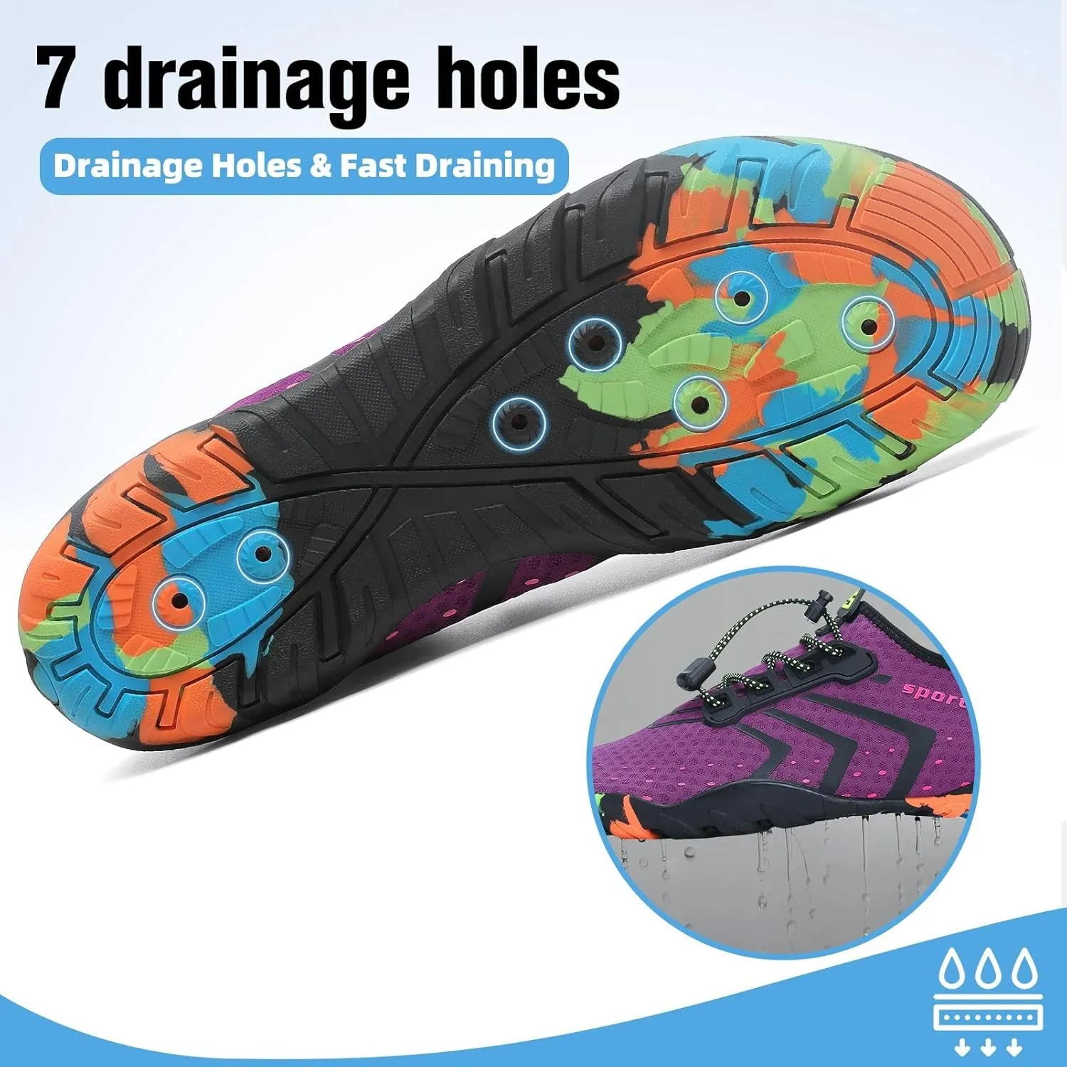 SAGUARO Quick-Dry Water Shoes for Women  Swim Shoes, Beach Shoes, Aqua Shoes with Lightweight, Breathable, Slip-Resistant Design for Pool & Outdoor Use