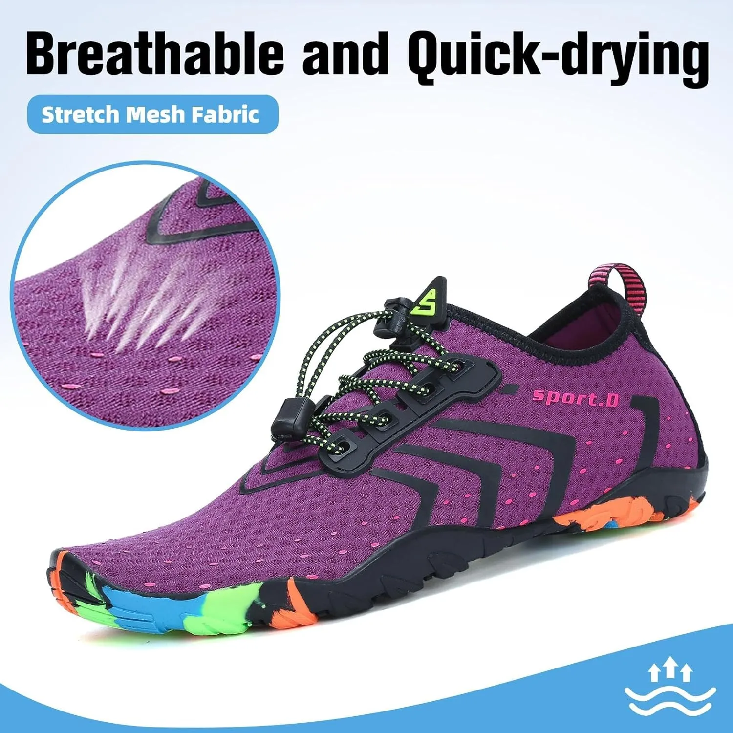SAGUARO Quick-Dry Water Shoes for Women  Swim Shoes, Beach Shoes, Aqua Shoes with Lightweight, Breathable, Slip-Resistant Design for Pool & Outdoor Use