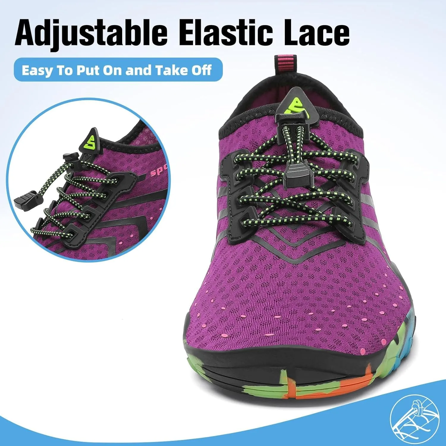 SAGUARO Quick-Dry Water Shoes for Women  Swim Shoes, Beach Shoes, Aqua Shoes with Lightweight, Breathable, Slip-Resistant Design for Pool & Outdoor Use