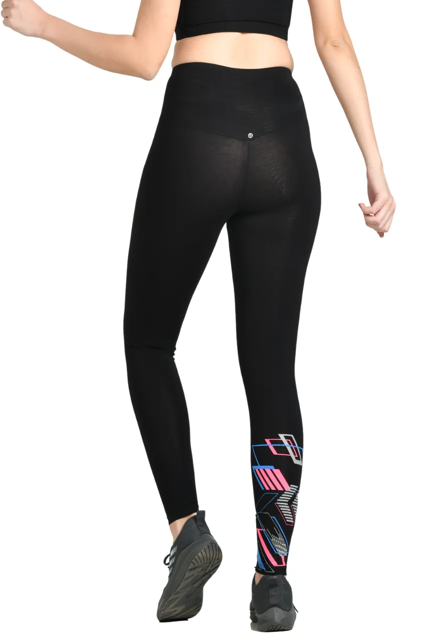 STYLISH WOMEN'S COTTON WORKOUT PANTS WITH SCREEN PRINT – IDEAL FOR GYM AND YOGA