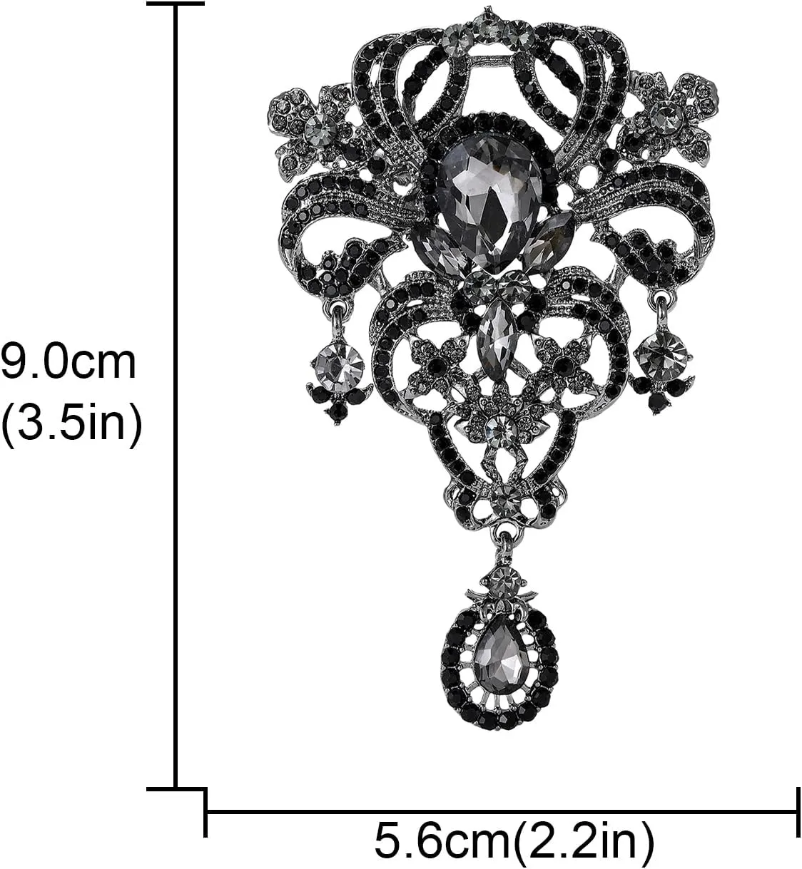YOQUCOL Retro Austrian Crystal Big Brooch Pin for Women Large Flower Shape Brooches Lapel Pins for Sweater,Coat Dress Accessories