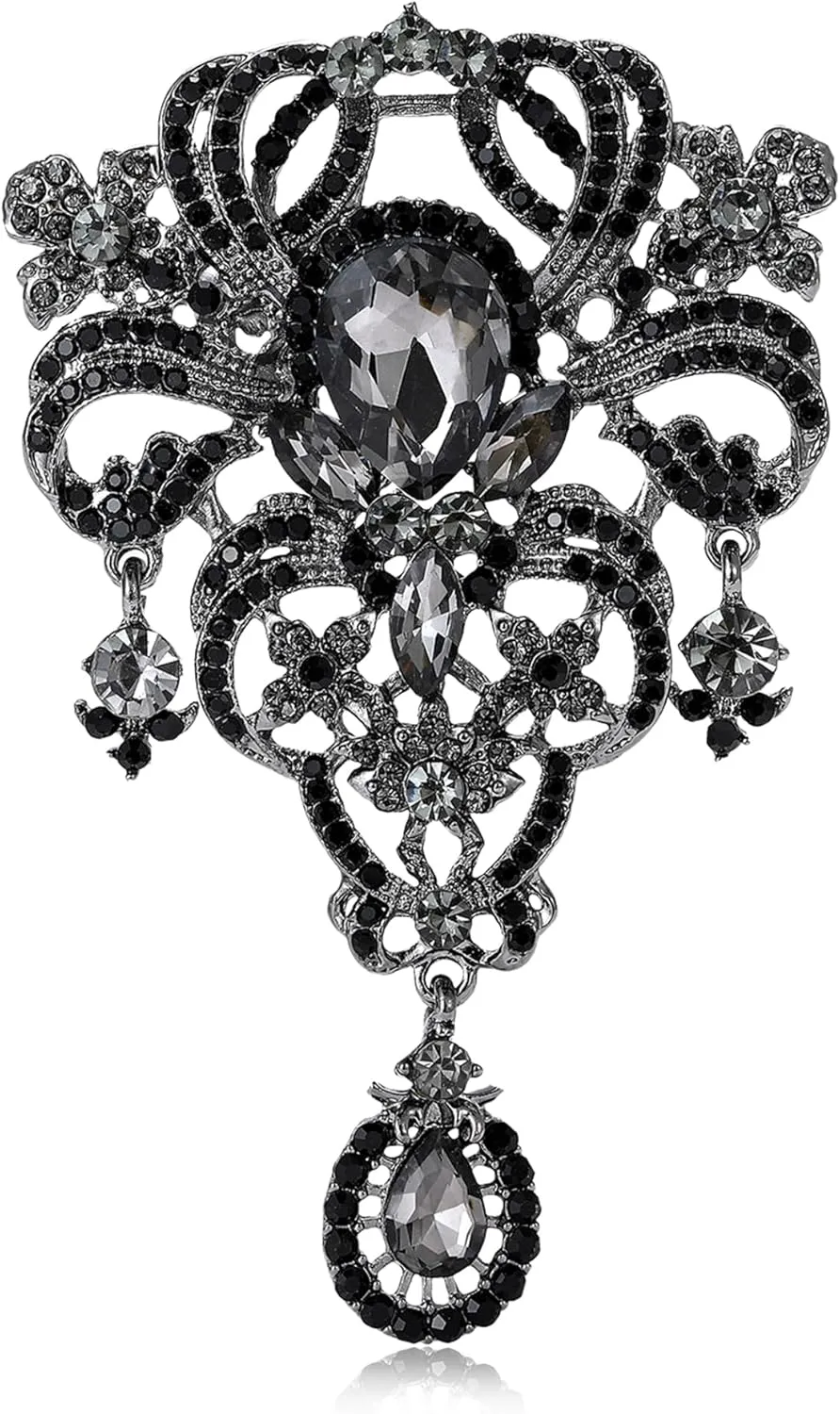 YOQUCOL Retro Austrian Crystal Big Brooch Pin for Women Large Flower Shape Brooches Lapel Pins for Sweater,Coat Dress Accessories