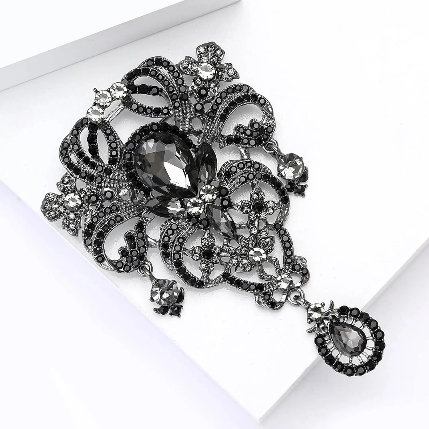 YOQUCOL Retro Austrian Crystal Big Brooch Pin for Women Large Flower Shape Brooches Lapel Pins for Sweater,Coat Dress Accessories